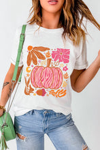 White T Shirt with Pumpkin Graphic for Women