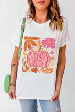White T Shirt with Pumpkin Graphic for Women