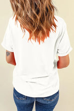 White T-Shirt with Sequin Strawberry Pattern for Women