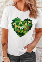 White T-Shirt with Shamrock Heart Design for Women White
