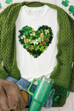 White T-Shirt with Shamrock Heart Design for Women