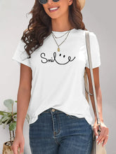 White T Shirt with Smile Graphic for Women