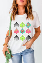 White T-Shirt with Spade Pattern for Women
