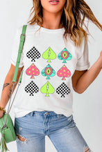 White T-Shirt with Spade Pattern for Women
