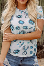 White T-Shirt with Turquoise Jewelry Print for Women Woman T Shirts