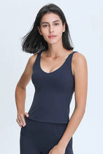Navy blue scoop neck tank top for bust length comfort