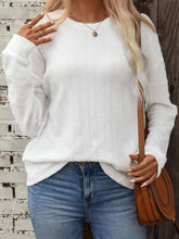White Textured Long Sleeve Sweater for Women