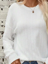 White Textured Long Sleeve Sweater for Women