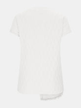 White Textured Short Sleeve Twist Knot Top for Women
