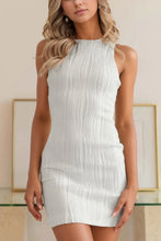 White Textured Sleeveless Fitted Mini Dress