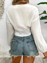 White Tie Front Semi Sheer Blouse Swimwear Cover Up