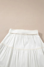 White Tiered Cotton Mini Skirt with Tie Waist