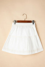 White Tiered Cotton Mini Skirt with Tie Waist