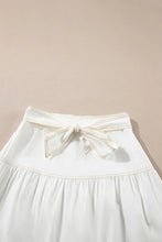 White Tiered Cotton Mini Skirt with Tie Waist