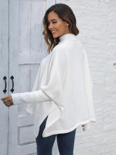 White Turtleneck Poncho Sweater for Women