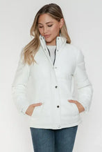 White Turtleneck Puffer Jacket with Pocketed Zip for Women White Woman Outerwear