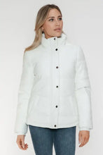 White Turtleneck Puffer Jacket with Pocketed Zip for Women Woman Outerwear