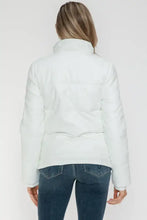 White Turtleneck Puffer Jacket with Pocketed Zip for Women Woman Outerwear