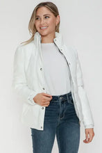White Turtleneck Puffer Jacket with Pocketed Zip for Women Woman Outerwear