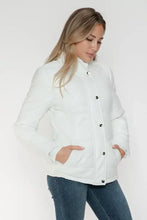 White Turtleneck Puffer Jacket with Pocketed Zip for Women Woman Outerwear