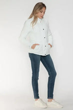 White Turtleneck Puffer Jacket with Pocketed Zip for Women Woman Outerwear