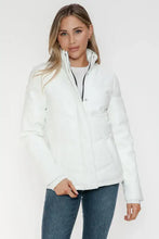 White Turtleneck Puffer Jacket with Pocketed Zip for Women Woman Outerwear