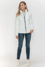 White Turtleneck Puffer Jacket with Pocketed Zip for Women Woman Outerwear