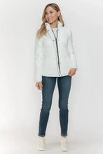 White Turtleneck Puffer Jacket with Pocketed Zip for Women Woman Outerwear