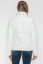 White Turtleneck Puffer Jacket with Pocketed Zip for Women Woman Outerwear