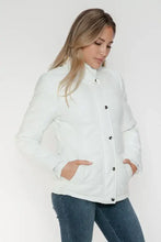 White Turtleneck Puffer Jacket with Pocketed Zip for Women Woman Outerwear