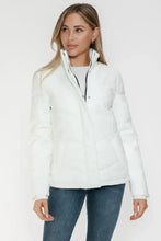 White Turtleneck Puffer Jacket with Pocketed Zip for Women Woman Outerwear