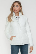 White Turtleneck Puffer Jacket with Pocketed Zip for Women Woman Outerwear