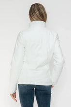 White Turtleneck Puffer Jacket with Pocketed Zip for Women Woman Outerwear