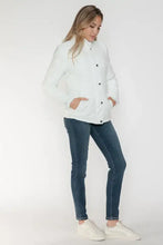 White Turtleneck Puffer Jacket with Pocketed Zip for Women Woman Outerwear
