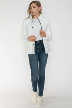 White Turtleneck Puffer Jacket with Pocketed Zip for Women Woman Outerwear