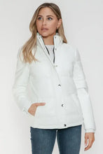White Turtleneck Puffer Jacket with Pocketed Zip for Women Woman Outerwear