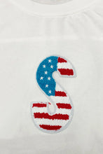 White USA Flag T-Shirt for Women Short Sleeve Basic Stretchy Blouse
