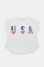 White USA Flag T-Shirt for Women Short Sleeve Basic Stretchy Blouse