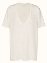 White V-Neck Cotton Blend T-Shirt for Women Woman T Shirts