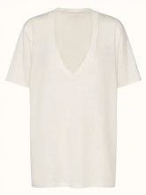 White V-Neck Cotton Blend T-Shirt for Women Woman T Shirts