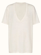 White V-Neck Cotton Blend T-Shirt for Women