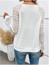 White V-Neck Lace Sleeve Blouse