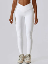 White V-Waist High Stretch Athletic Leggings for Women White