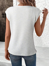White Waffle Knit Basic Top for Women