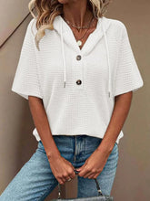 White Waffle Knit Hooded Top for Women White