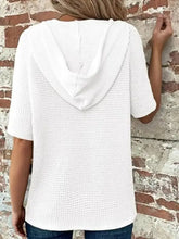 White Waffle Knit Hooded Top for Women Woman T Shirts