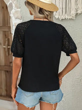 Witte Wafelgebreide Top met Kanten Mouwen voor Dames Dames T-shirts