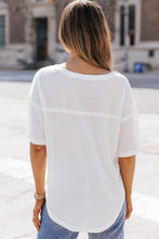 White Waffle Knit V Neck Top with Regular Sleeve Length for Women