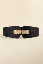 Anthropologie black elastic belt with gold alloy buckle closure