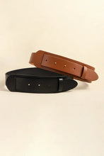 Set di cinture larghe in ecopelle per donna in nero e marrone con chiusure a borchie senza fibbia